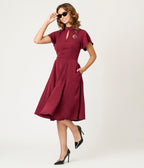 Burgundy Evil Eye Baltimore Swing Dress