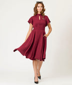 Burgundy Evil Eye Baltimore Swing Dress