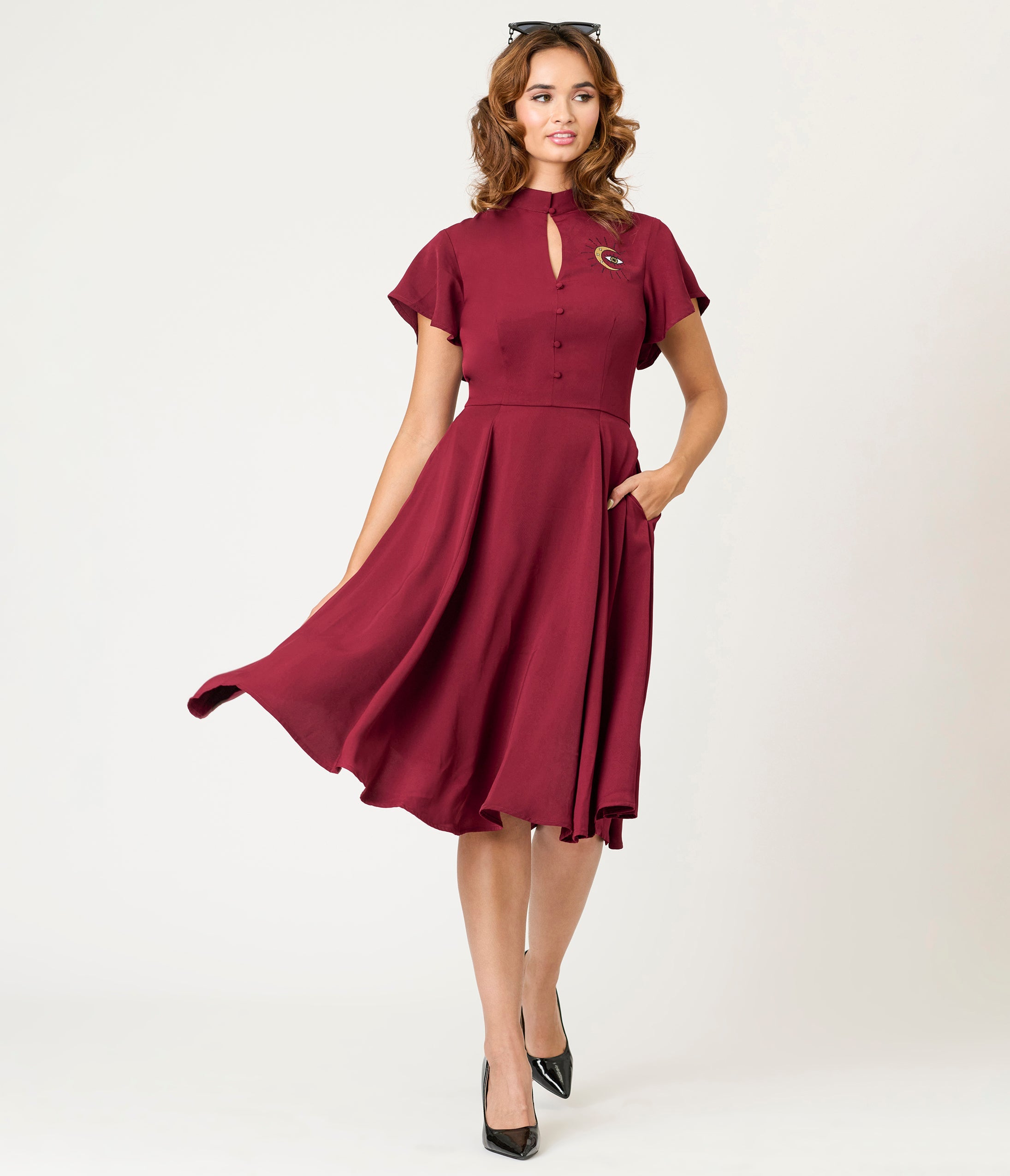 Burgundy Evil Eye Baltimore Swing Dress