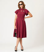 Burgundy Evil Eye Baltimore Swing Dress
