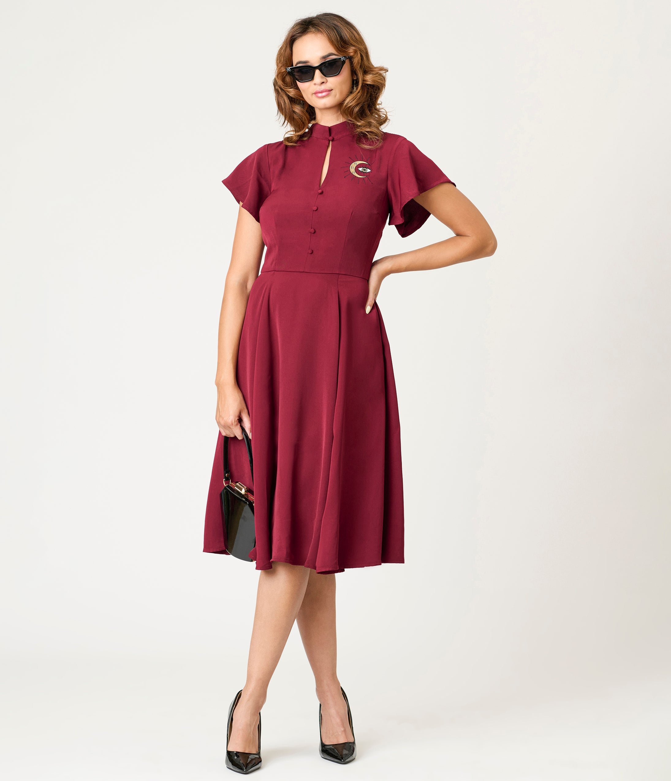 Burgundy Evil Eye Baltimore Swing Dress