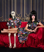 Elvira x Unique Vintage Elvira Comic Print Hedda Swing Dress