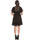 Hell Bunny 1940s Retro Black Mesh Sleeved Imperia Flare Dress