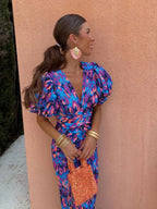 Laluna | Colourful Dress with Pleated Sleeves