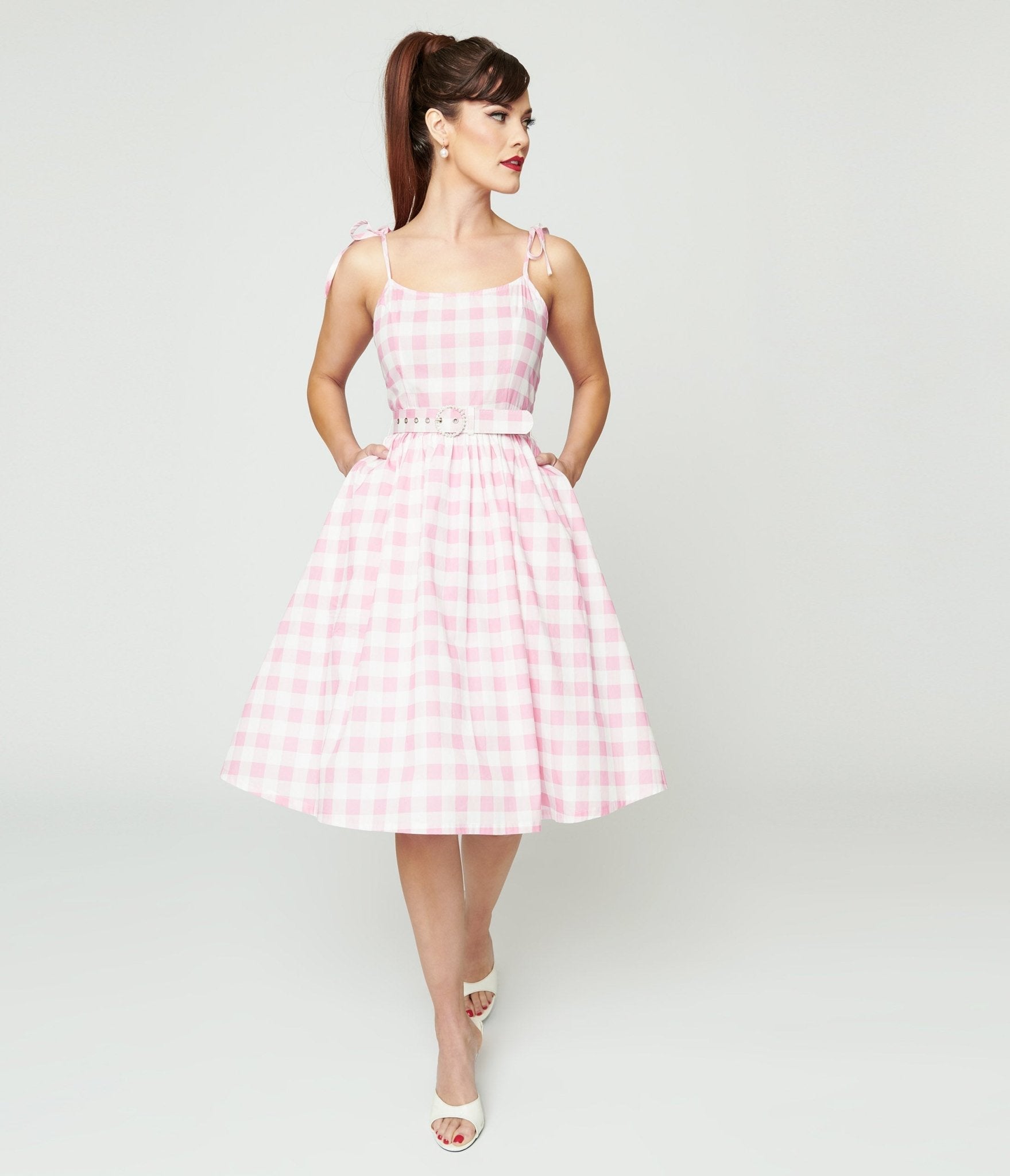 Pink & White Gingham Bobbie Swing Dress