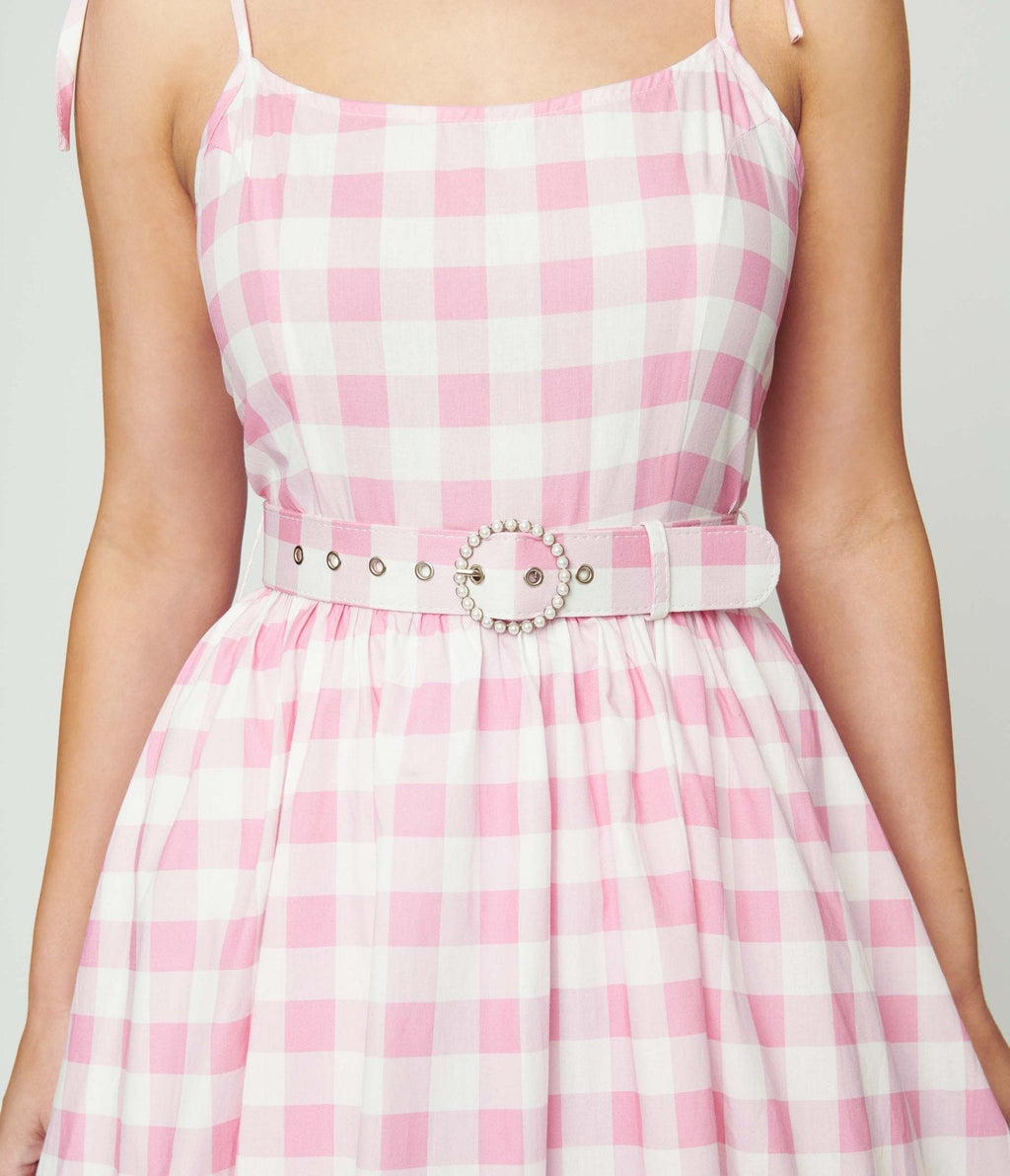 Pink & White Gingham Bobbie Swing Dress