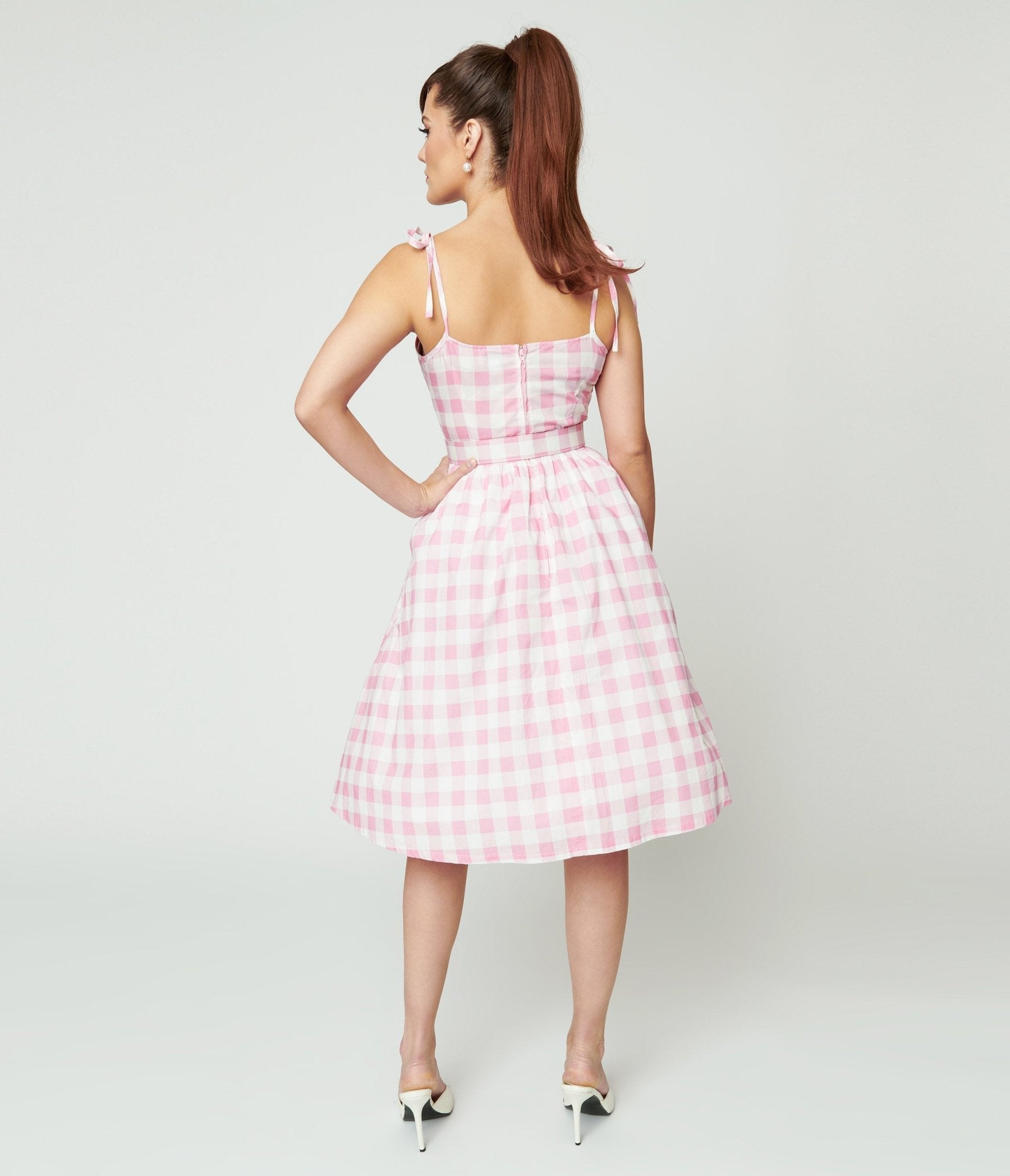 Pink & White Gingham Bobbie Swing Dress