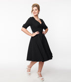 Black Delores Swing Dress with Sleeves