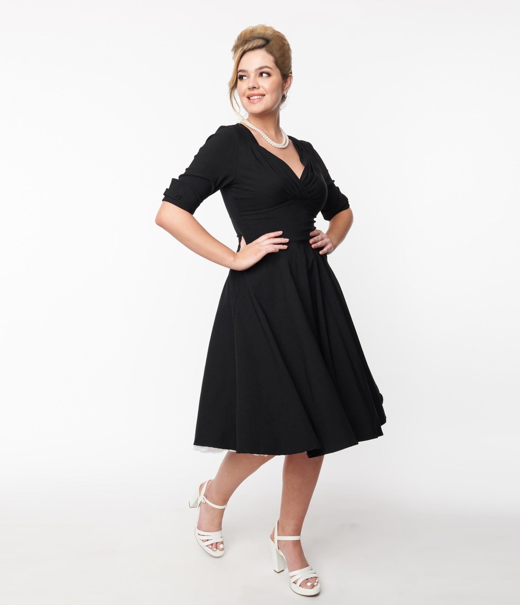Black Delores Swing Dress with Sleeves