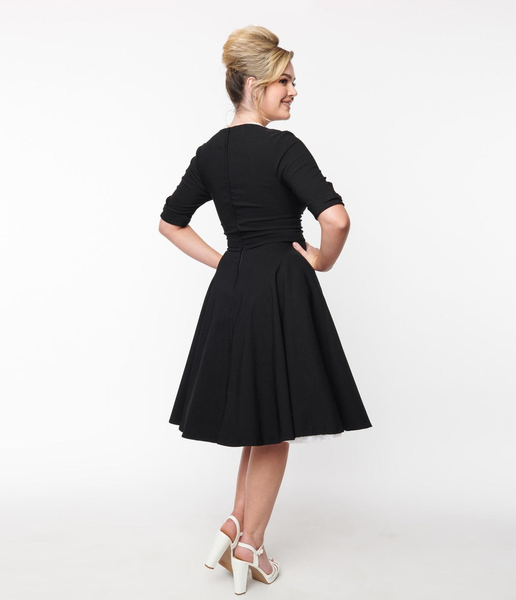 Black Delores Swing Dress with Sleeves