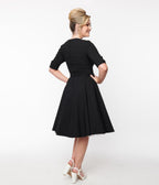 Black Delores Swing Dress with Sleeves
