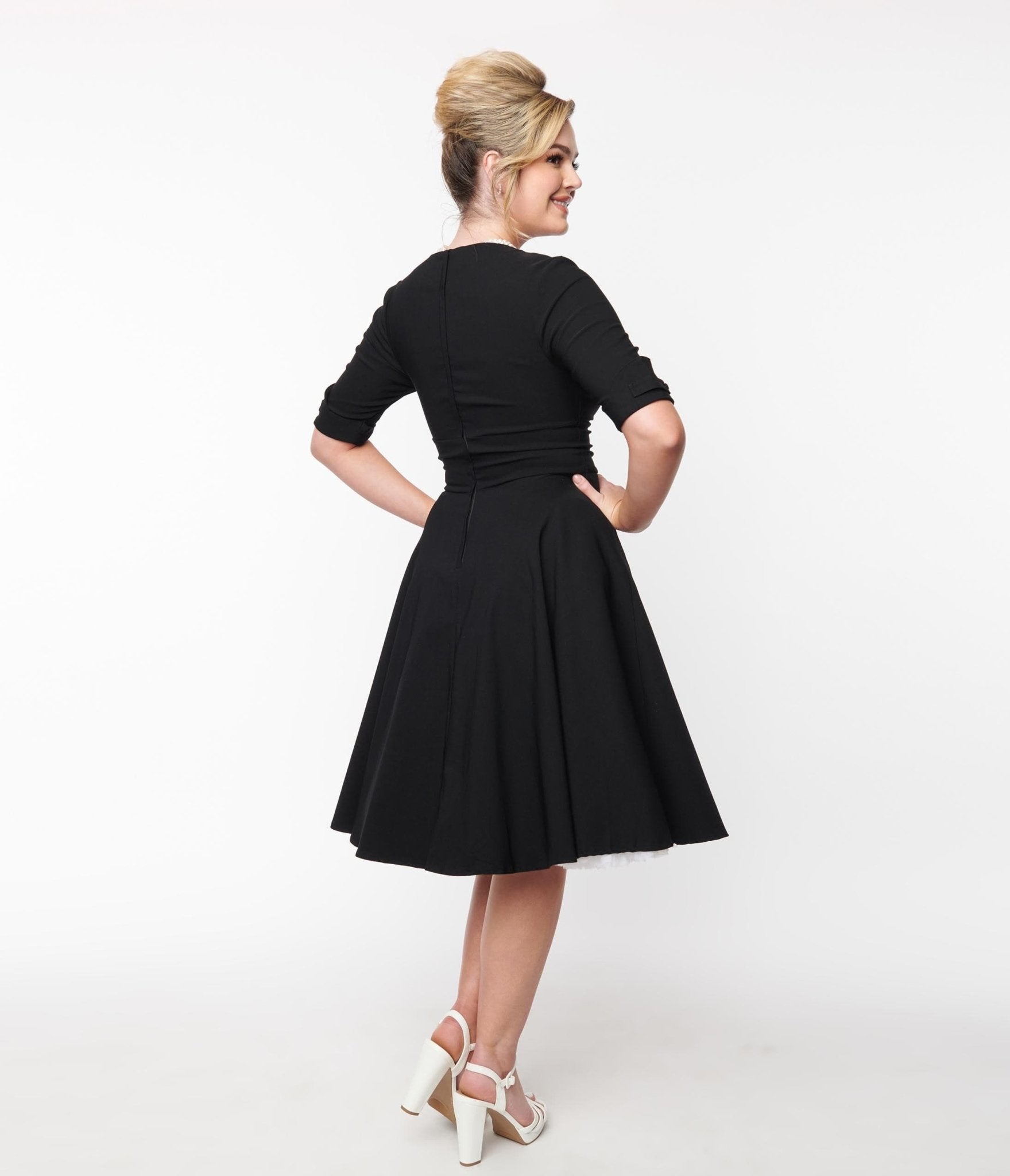 Black Delores Swing Dress with Sleeves