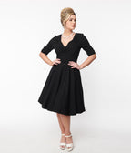 Black Delores Swing Dress with Sleeves