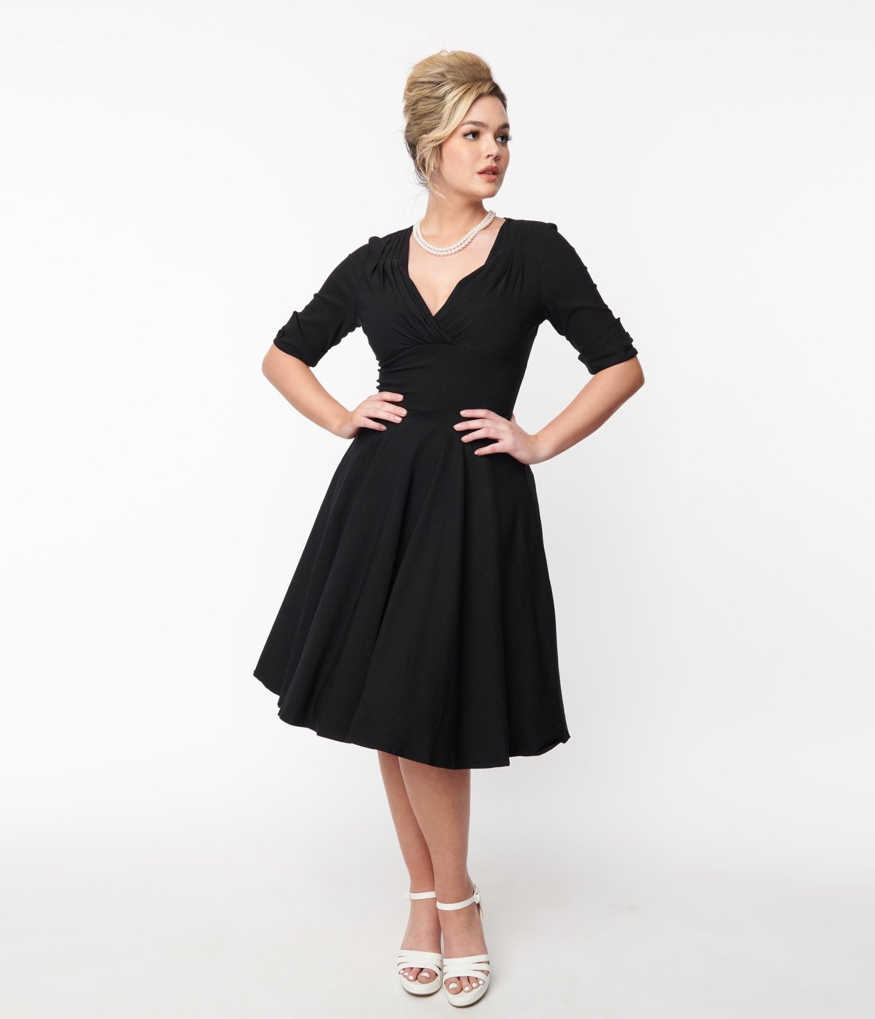 Black Delores Swing Dress with Sleeves