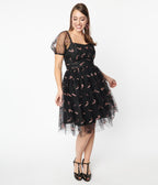 Black & Glitter Candy Canes Babydoll Dress