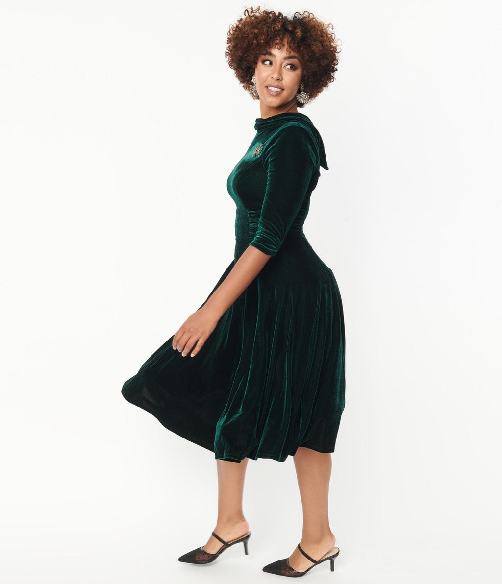 Emerald Velvet Nicola Swing Dress