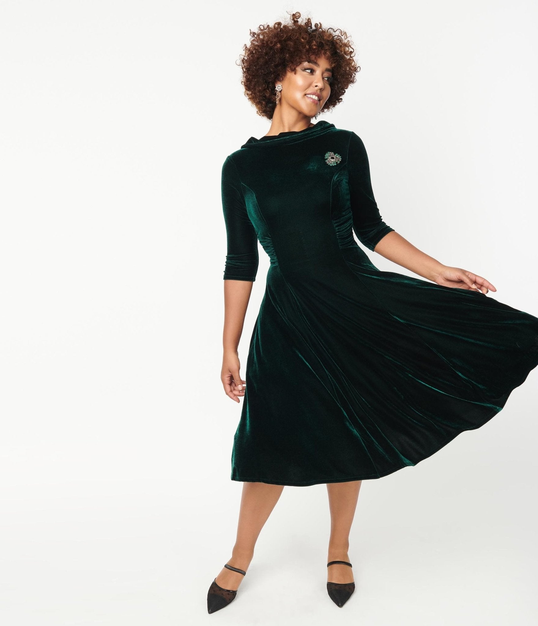 Emerald Velvet Nicola Swing Dress