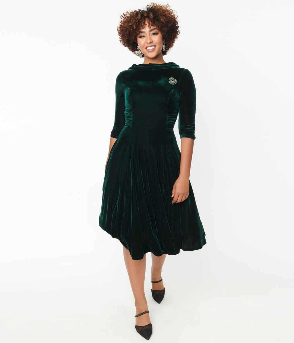 Emerald Velvet Nicola Swing Dress