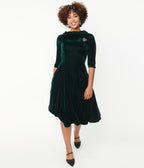 Emerald Velvet Nicola Swing Dress