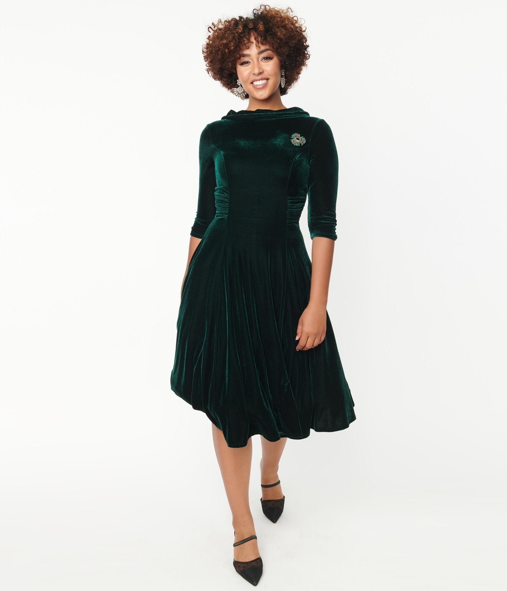 Emerald Velvet Nicola Swing Dress