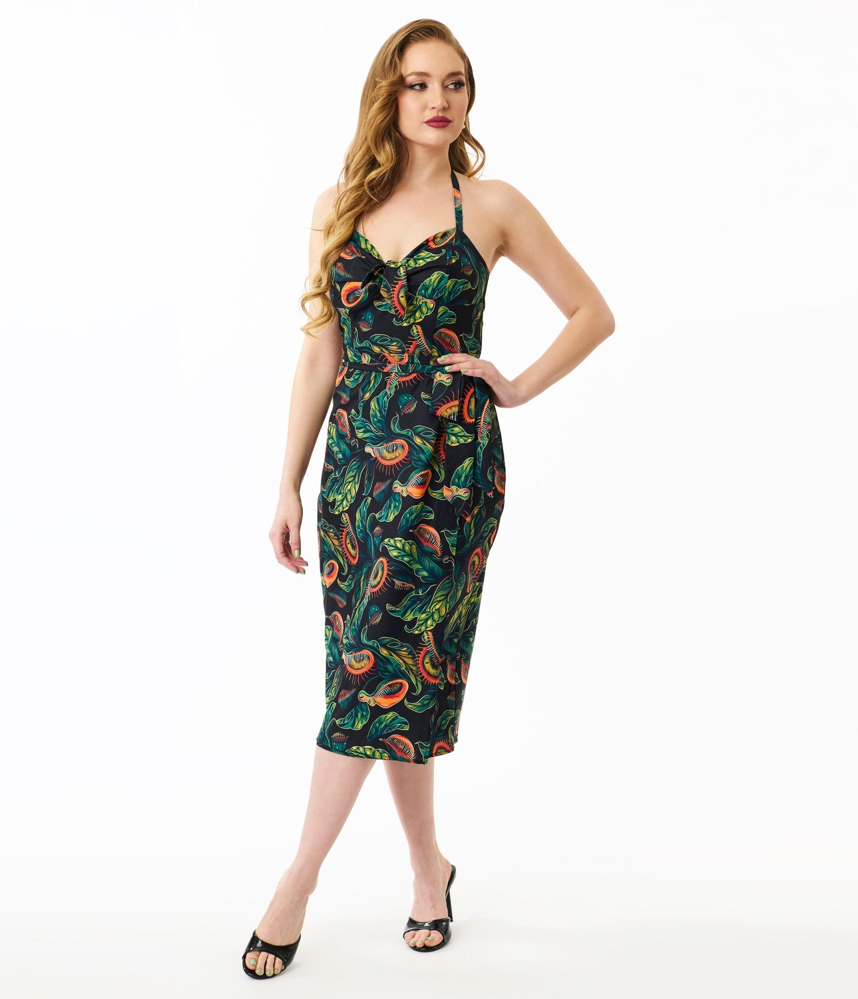 Green Venus Fly Trap Leilani Sarong Dress
