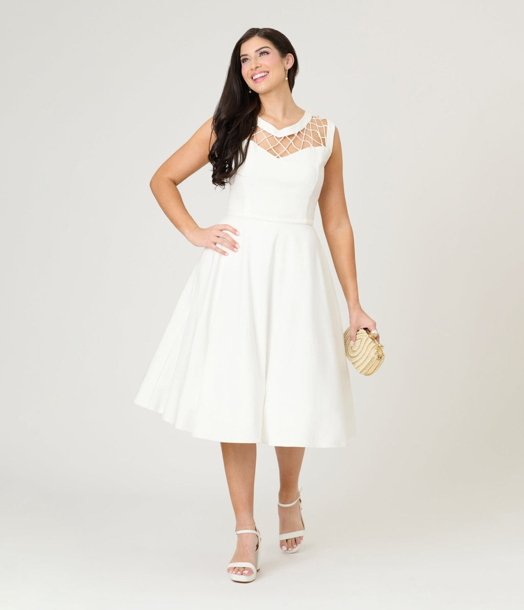Ivory Diamond Cable Swing Dress
