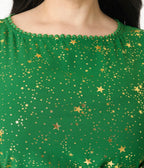 Plus Size Green & Gold Star Swing Dress