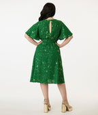 Plus Size Green & Gold Star Swing Dress