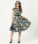 Raccoon Floral Print Hedda Swing Dress